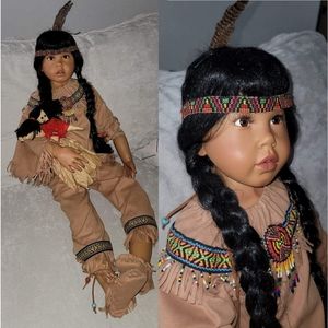 Ashton Drake 34" toddler reborn  indigenous posable doll beaded embroidered